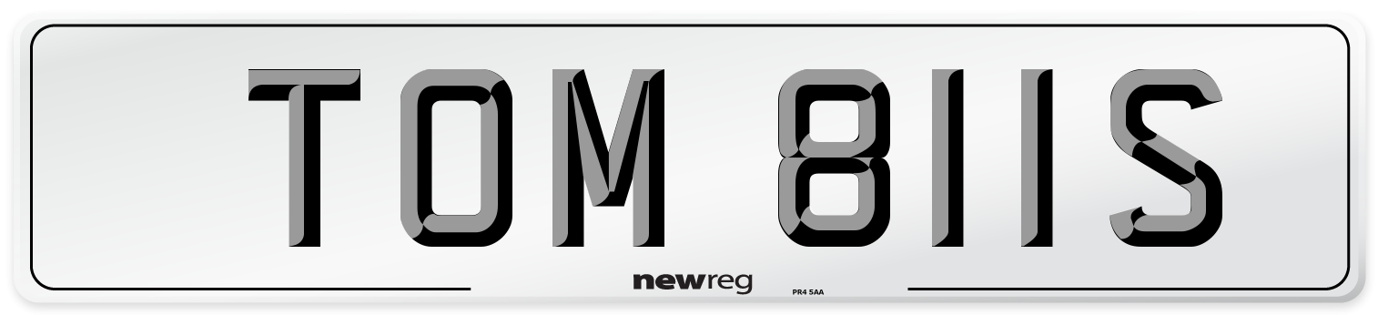 TOM 811S Number Plate from New Reg